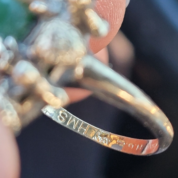 Antique Vintage Jade Cabochon 18K Yellow Gold Ring Size 6 18k HGE HMS - Picture 6 of 11